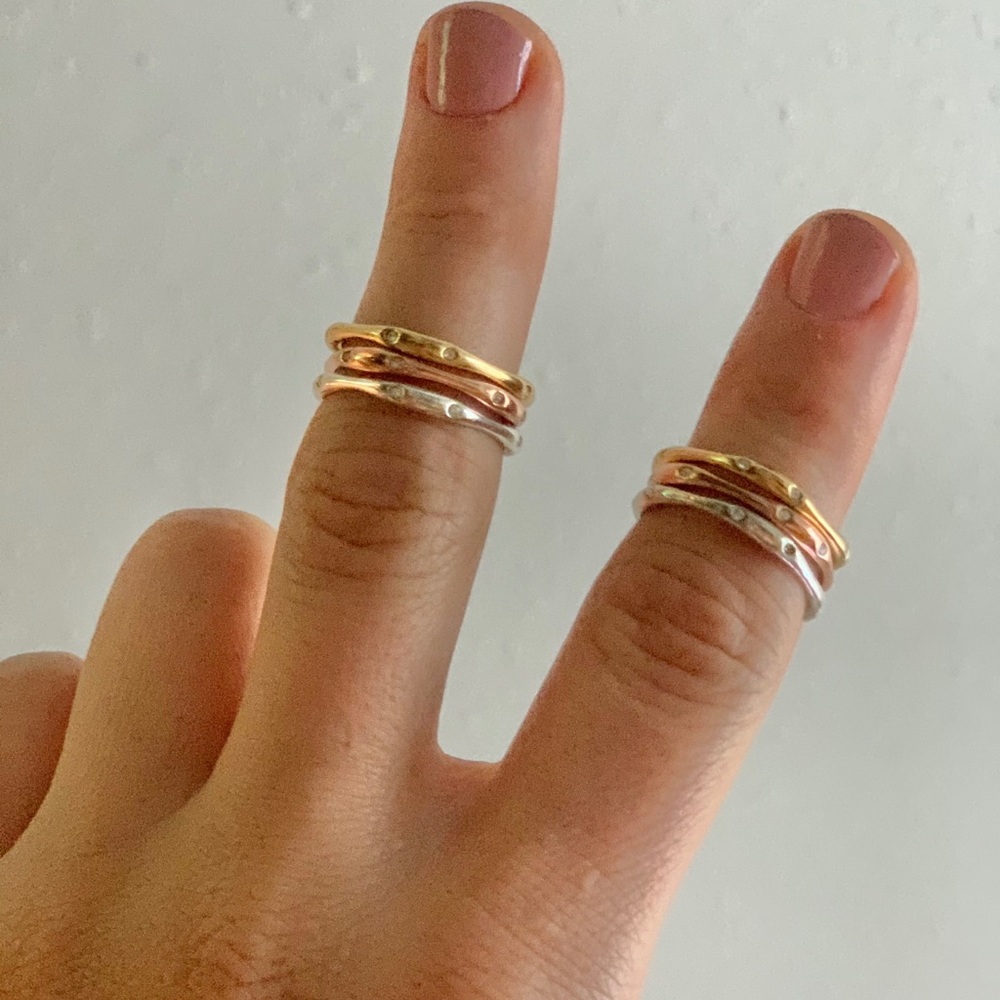 Chloe + Isabel Stacker Rings w Rhinestones- Sz 8